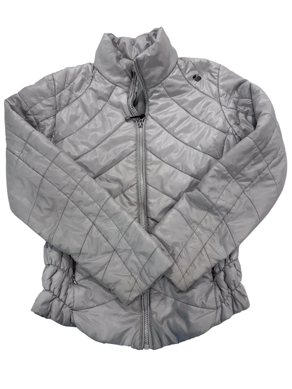 Obermeyer Girls Teen M Silver Quilted Puffer Jacket Winter Coat Size 10-12